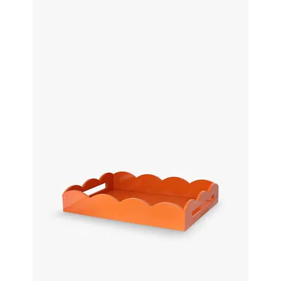 Addison Ross London Orange Scalloped-edge Square Lacquered Tray 43cm X 33cm