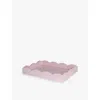 Addison Ross London Pink Scalloped-edge Square Lacquered Tray 20cm X 27cm In Pink