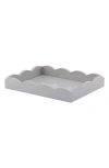 Addison Ross London Grey Scalloped-edge Square Lacquered Tray 20cm X 27cm In Chiffon