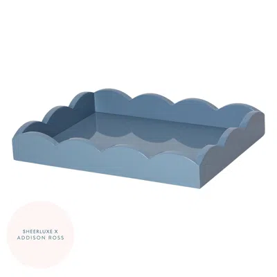 Addison Ross Ltd Chambray Blue Small Lacquered Scallop Tray - Limited Edition