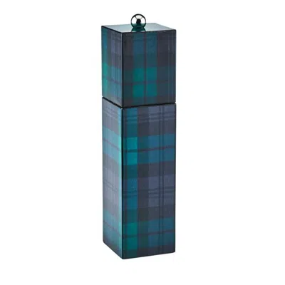 Addison Ross Ltd Uk Black Watch Tartan Square Pillar Salt Or Pepper Mill In Blue