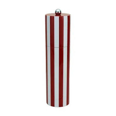 Addison Ross Ltd Uk Burgundy Striped Column Salt Or Pepper Mill In Red