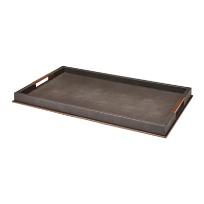 Addison Ross Ltd Uk Large Anthracite Shagreen Tray In Brown