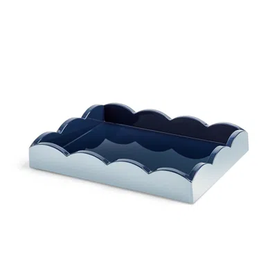 Addison Ross Ltd Uk Pale Denim & Navy Lacquered Scallop Small Two-tone Tray