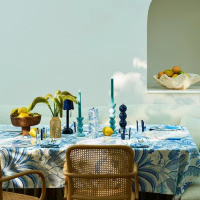 Addison Ross Ltd Uk Palm Beach Blue Linen Tablecloth