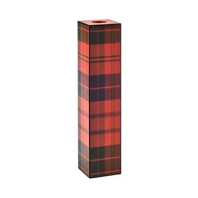 Addison Ross Ltd Uk Ross Tartan Tall Candlestick- 24cm In Red