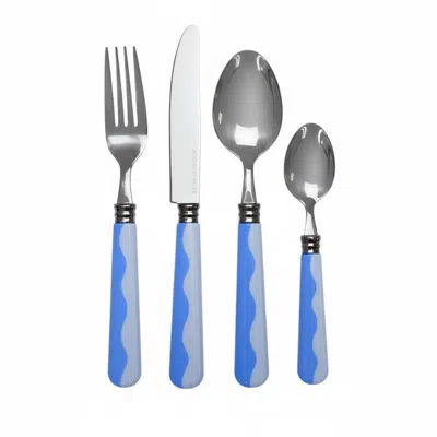 Addison Ross Ltd Uk Wave Cutlery - Periwinkle & Pale Blue (16‑piece Set)
