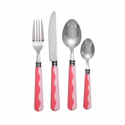 Addison Ross Ltd Uk Wave Cutlery - Watermelon & Pink (16‑piece Set)