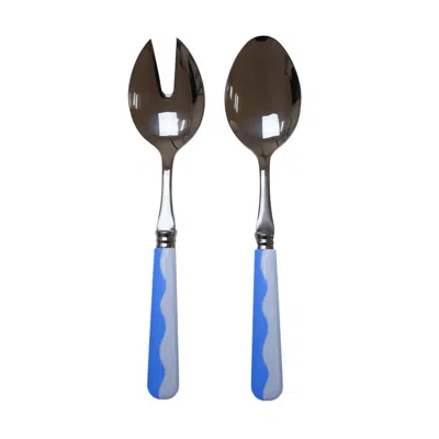 Addison Ross Ltd Uk Wave Salad Servers - Periwinkle & Blue (2‑piece Set)