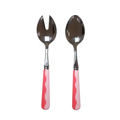 Addison Ross Ltd Uk Wave Salad Servers - Watermelon & Pink (2‑piece Set)