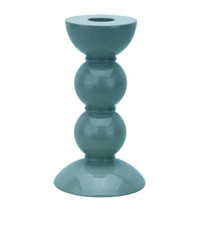 Addison Ross Medium Bobbin Candlestick Holder In Blue