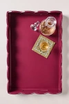 Addison Ross Red Lacquered Rectangle Scallop Tray In Red