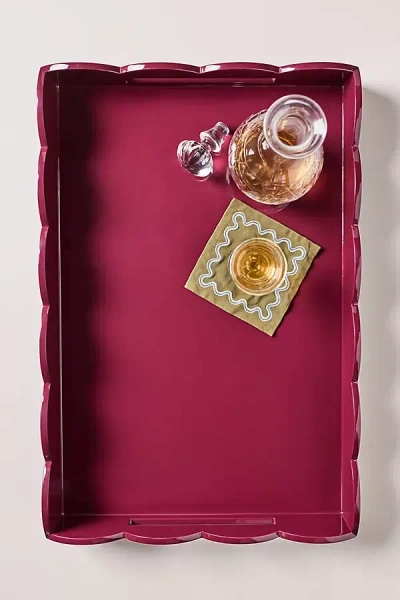 Addison Ross Red Lacquered Rectangle Scallop Tray