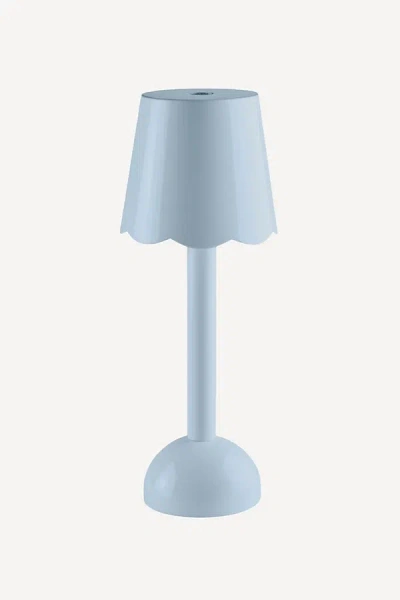 Addison Ross Scallop Led Laquered Cordless Rechargeable Table Lamp In Blue