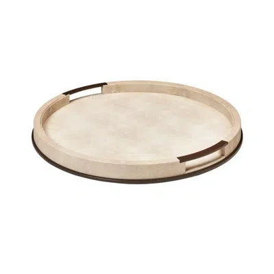 Addison Ross Shagreen Tray In Cream,brown