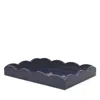 Addison Ross Navy Small Lacquered Scalloped Tray In Navy