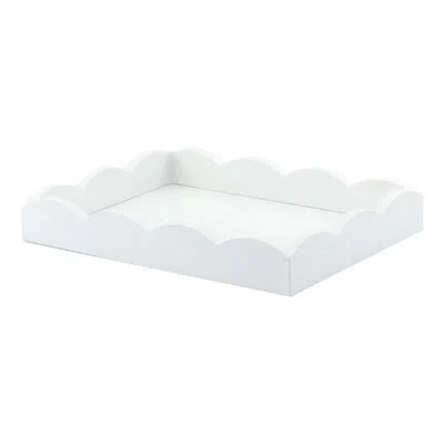 Addison Ross Small Lacquered Scalloped Tray In White