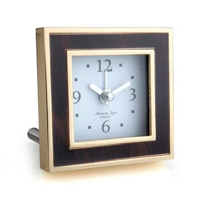 Addison Ross Square Toscana Alarm Clock In Dark Brown,gold,black