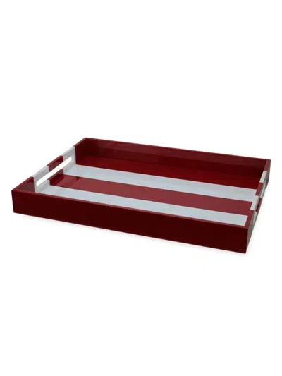 Addison Ross Stripe Lacquer Tray In Burgundy