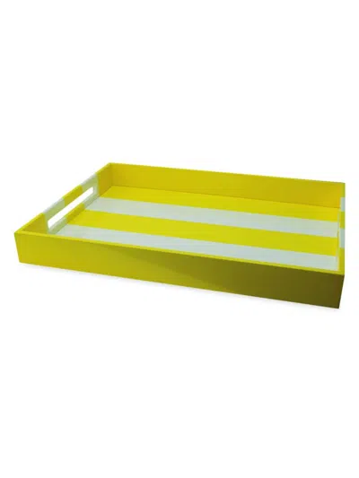 Addison Ross Stripe Lacquer Tray In Yellow