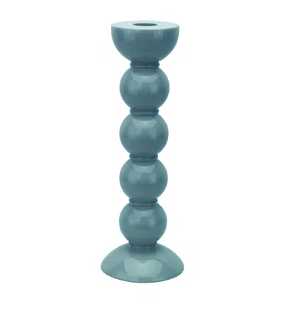 Addison Ross Tall Bobbin Candlestick Holder In Blue