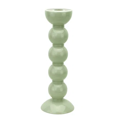 Addison Ross Tall Bobbin Candlestick Holder In Green