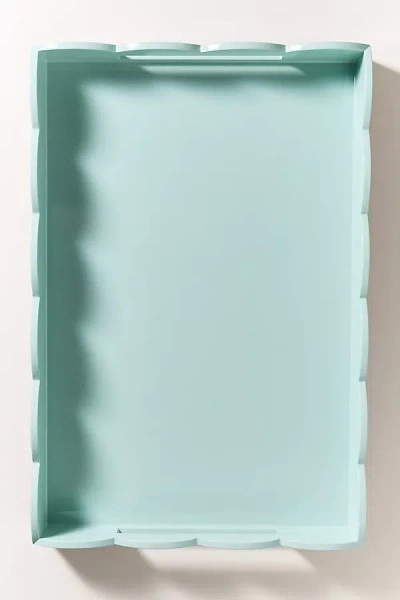 Addison Ross Two-tone Large Scallop Lacquer Tray In Green