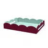 Addison Ross Two-tone Scallop Tray Cherry & Eau De Nil 43 X 33cm Lacquer