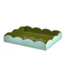 Addison Ross Two-tone Scallop Tray Eau De Nil & Khaki 28 X 20cm Lacquer