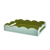 Addison Ross Two-tone Scallop Tray Eau De Nil & Khaki 43 X 33cm Lacquer