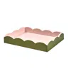 Addison Ross Two-tone Scallop Tray Khaki & Pink 28 X 20cm Lacquer