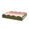 Addison Ross Two-tone Scallop Tray Khaki & Pink 43 X 33cm Lacquer