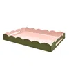 Addison Ross Two-tone Scallop Tray Khaki & Pink 66 X 43cm Lacquer
