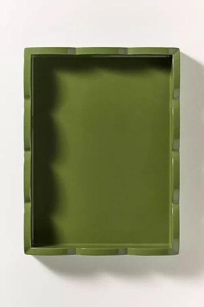 Addison Ross Two-tone Small Scallop Lacquer Tray In Green