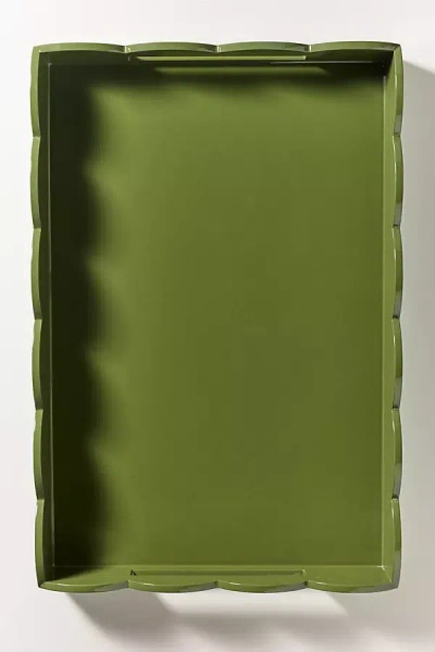 Addison Ross Two-tone Large Scallop Lacquer Tray In Green