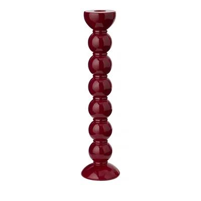 Addison Ross White Bobbin Candlestick Holder In Red