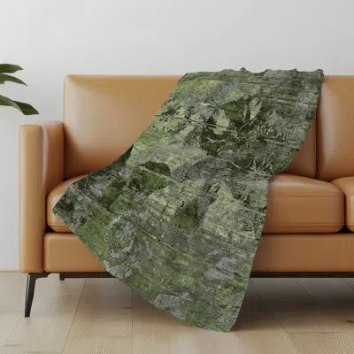 Addison Rugs Addison Machine Washable Sherpa Abstract Fauna Throw Blanket In Green