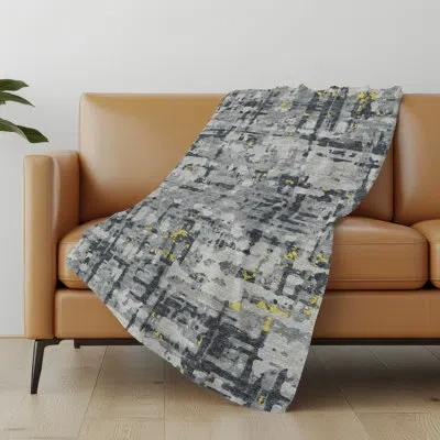 Addison Rugs Addison Machine Washable Sherpa Abstract Plaid Throw Blanket In Gray