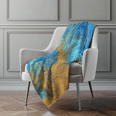 Addison Rugs Addison Machine Washable Sherpa Abstract Throw Blanket In Blue