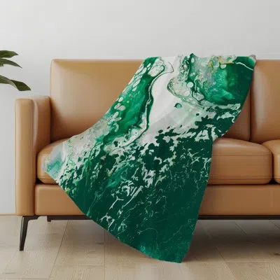 Addison Rugs Addison Machine Washable Sherpa Abstract Throw Blanket In Green