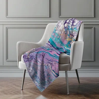 Addison Rugs Addison Machine Washable Sherpa Abstract Throw Blanket In Periwinkle