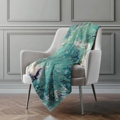 Addison Rugs Addison Machine Washable Sherpa Abstract Throw Blanket In Seaglass