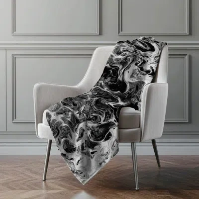 Addison Rugs Addison Machine Washable Sherpa Abstract Throw Blanket In Black