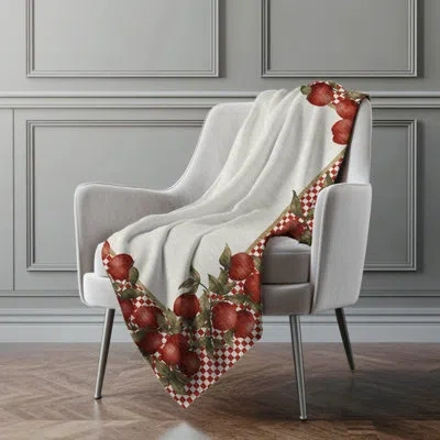 Addison Rugs Addison Machine Washable Sherpa Apple Border Throw Blanket