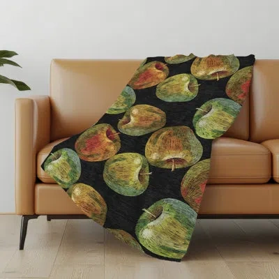 Addison Rugs Addison Machine Washable Sherpa Apples Throw Blanket In Midnight