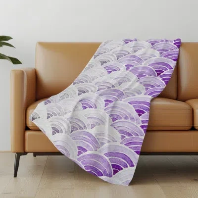 Addison Rugs Addison Machine Washable Sherpa Arches Throw Blanket In Purple
