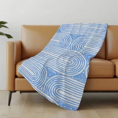 Addison Rugs Addison Machine Washable Sherpa Art Deco Throw Blanket In Blue