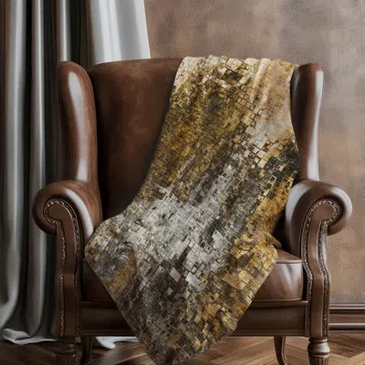 Addison Rugs Addison Machine Washable Sherpa Asb581 Squares Throw Blanket In Brown
