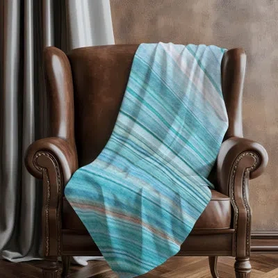 Addison Rugs Addison Machine Washable Sherpa Asb585 Waves Throw Blanket In Blue