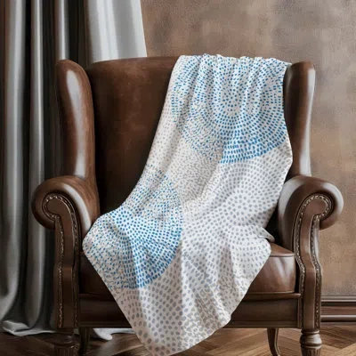 Addison Rugs Addison Machine Washable Sherpa Asb586 Circles Throw Blanket In Ivory